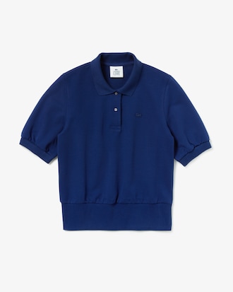 Polo boxy fit Lacoste LIVE in jersey double face con maniche a palloncino