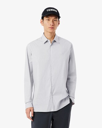 Camicia a righe in popeline elasticizzato slim fit