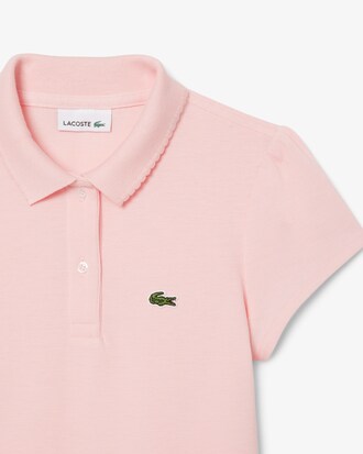 Polo in mini piqué con colletto smerlato