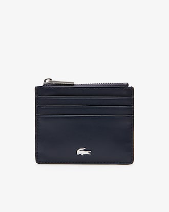 Porta carte con zip Fitzgerald in pelle con motivo color block da uomo