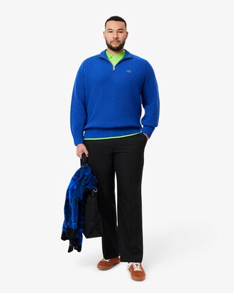 Maglione a collo alto in lana cardata con zip
