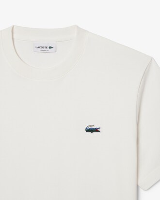 T-shirt in jersey pesante con coccodrillo e paesaggio