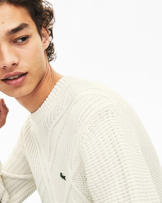 Pullover da uomo effetto maglia in misto cotone e lana con collo rotondo