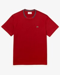 T-shirt da uomo in cotone con collo rotondo e riga a contrasto