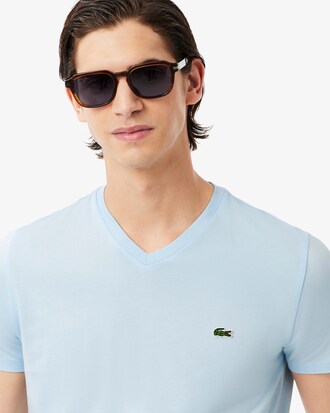T-shirt con collo a V in jersey di cotone Pima leggero