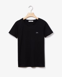 T-shirt a girocollo in jersey di cotone fluido tinta unita