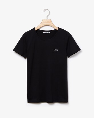 T-shirt a girocollo in jersey di cotone fluido tinta unita