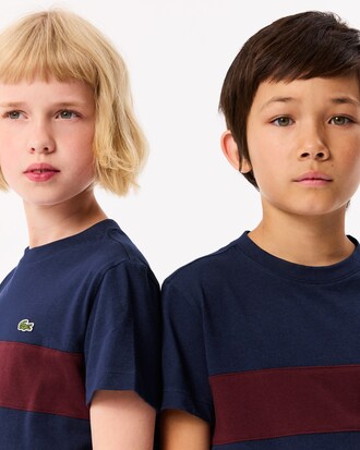 T-shirt in cotone con fascia a contrasto