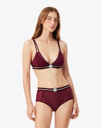 Bralette in mesh con righe in velour