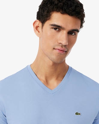 T-shirt con collo a V in jersey di cotone Pima leggero