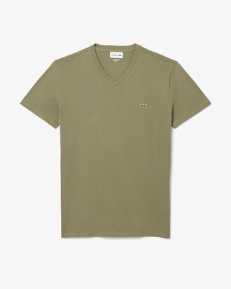 T-shirt con collo a V in jersey di cotone Pima leggero