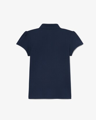 Polo in mini piqu&eacute; con colletto smerlato