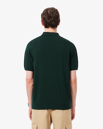 Maglione fluido in maglia a coste con collo a polo