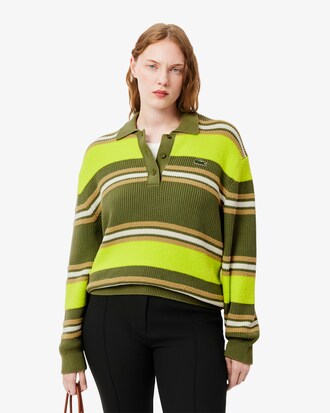 Maglione polo in maglia a costine