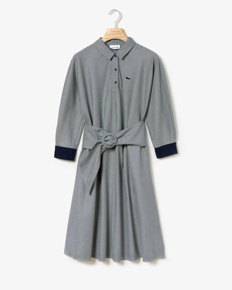 Vestito a polo midi da donna a quadri con cintura