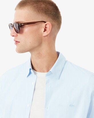 Camicia a righe in popeline stretch slim fit