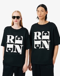 T-shirt grafica in raso Runway