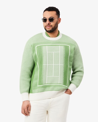 Maglia jacquard grafica con campo da tennis