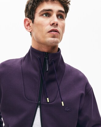 Felpa da uomo con zip in tessuto misto cotone ergonomico Lacoste Motion
