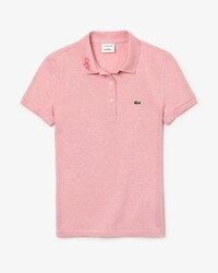 Polo da donna in mini piqu&eacute; elasticizzata slim fit con colletto con motivo Keith Haring