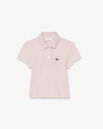 Polo in piqu&eacute; con collo smerlato