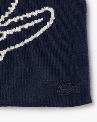 Berretto in lana con coccodrillo jacquard