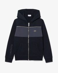 Felpa con cappuccio e zip color block
