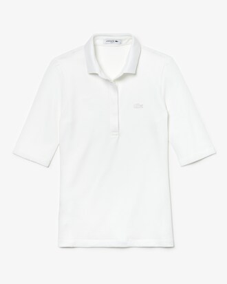 Polo slim fit Lacoste con maniche a tre quarti in mini piqu&eacute; stretch
