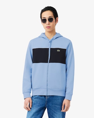 Felpa color block con cappuccio e zip
