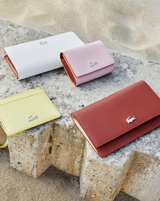 Portafoglio Chantaco in pelle piqué bicolore con 6 scomparti per le carte da donna