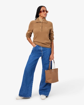 Maglione a collo alto in lana cardata