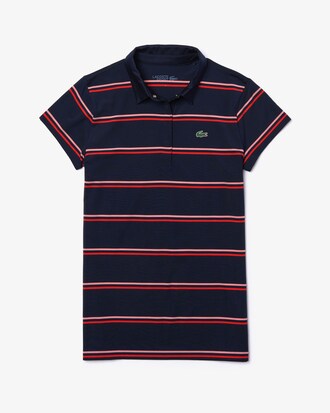Polo da golf da donna in jersey elasticizzato traspirante a righe Lacoste SPORT