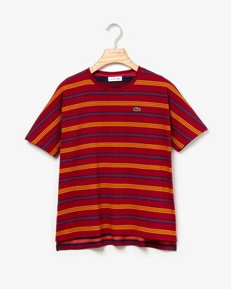 T-shirt da donna con collo rotondo e righe color block davanti e dietro