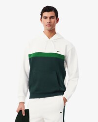Felpa con cappuccio in tessuto felpato colorblock