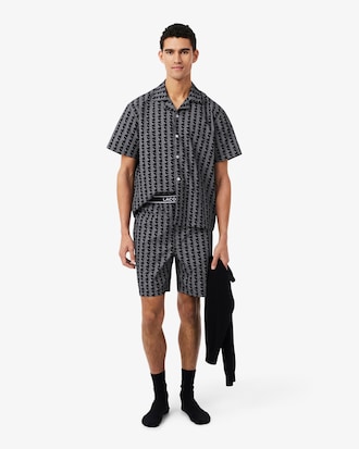 Shorts pigiama in popeline con monogramma stampato