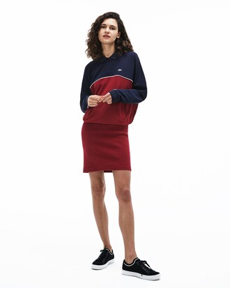Vestito polo da donna in cotone con motivo color block bi-materiale