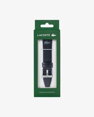 Cinturino unisex per Apple Watch in pelle blu Lacoste