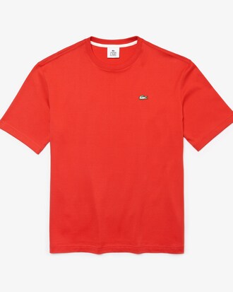 T-shirt da uomo loose fit in cotone con collo rotondo loose fit Lacoste LIVE