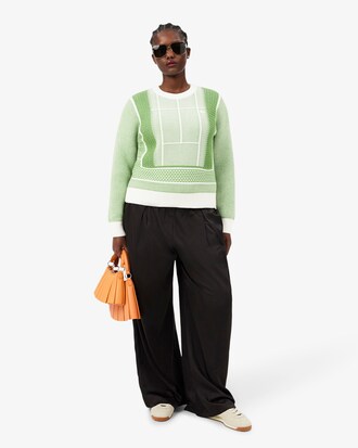 Maglione jacquard grafico con campo da tennis