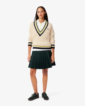 Maglione da tennis in lana oversize con scollo a V