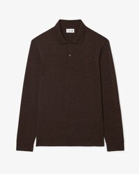 Regular Fit Long Sleeved Wool Polo Shirt