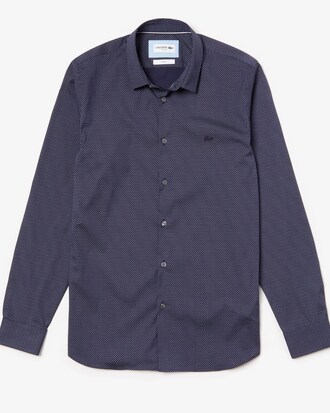 Camicia da uomo slim fit in popeline elasticizzato con motivi mini