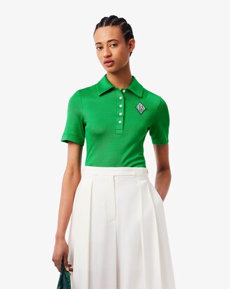 Polo slim fit in piqué di raso Runway