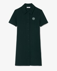 Vestito in piqu&eacute; con colletto a polo e stemma tennis