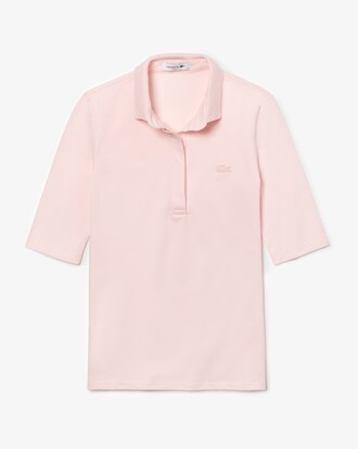 Polo slim fit Lacoste con maniche a tre quarti in mini piqu&eacute; stretch