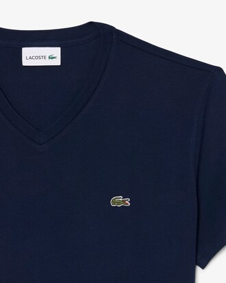 T-shirt con collo a V in jersey di cotone Pima leggero