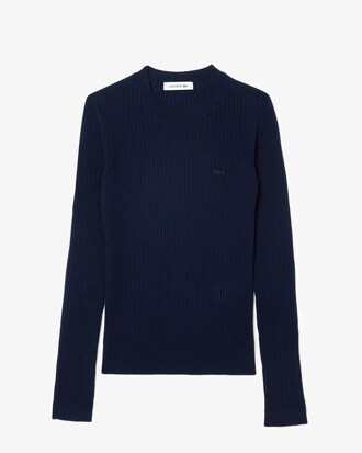 Maglione a costine 3D in lana merino