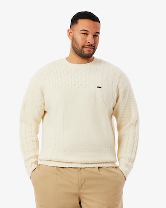 Maglione relaxed fit effetto patchwork in lana