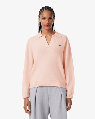 Maglione con colletto da polo in cashmere a maglia 3D
