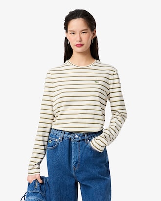 T-shirt a maniche lunghe in jersey a righe